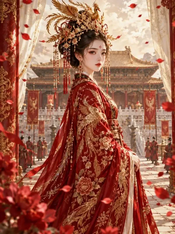 红果官网《江山为聘》封面，古装宫廷权谋甜宠的华丽画面